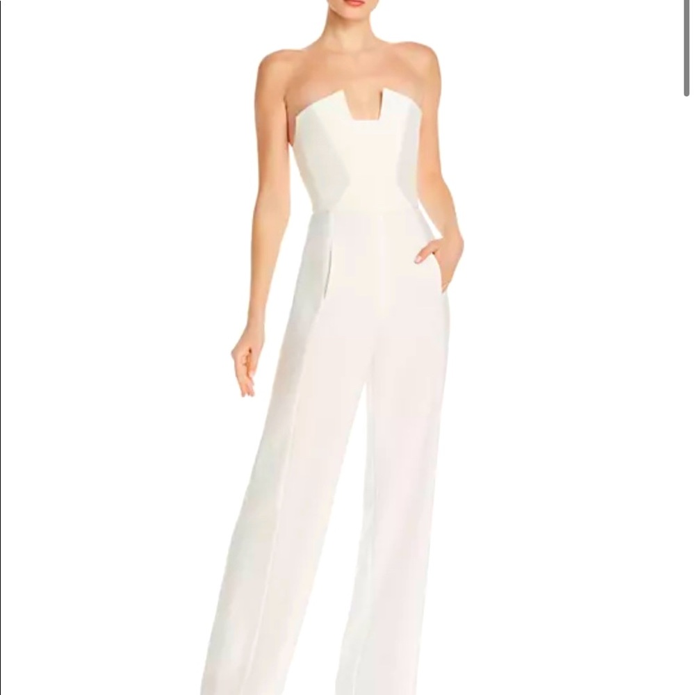 Size 2, Black Halo Lena strapless jumpsuit